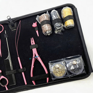 Hair Extension <b>Plier</b> Wholesale Pink Stainless Steel Hair Extension Tools Kit <b>Set</b> With Nylon Threads, Microbeads, Needles - Product Image 4