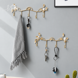 Solid Brass Double Wall Hook with Black White Floral Mother of Pearl Inlay Decorative Heavy Duty <b>Coat</b> Towel <b>Robe</b> Hat Key Holder - Product Image 6