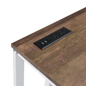Scrivania Rettangolare in Noce e Bianco con Porta USB e Presa per Computer - Product Image 5