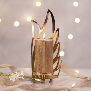 Portavelas Estético de Metal y Vidrio con Detalles Florales, Perfecto para Decoración del Hogar, Sala de Estar, Cafetería, Uso en Mesa, Frascos - Product Image 3