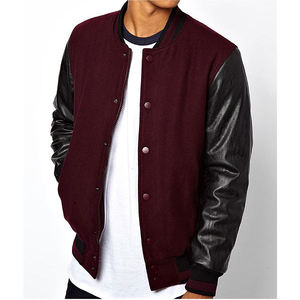Cheap Rate Custom Unisex Bomber <b>Jacket</b> Wholesale Blank Varsity Baseball <b>Jackets</b> Stand Patchwork Wool Sleeves All Colors 2023 - Product Image 3