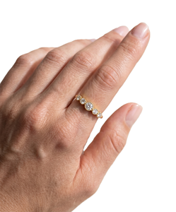 Bague de fiançailles en or massif 9K 10K avec diamant de laboratoire rond couleur DEF clarté VS VVS, bague à grappe, alliance de mariage multi-pierres - Product Image 6