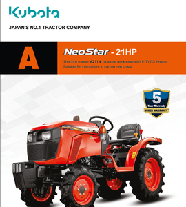 Le Kubota A211N-OP NeoStar est un tracteur compact de 21 CV, 4 roues motrices, capacité de levage hydraulique de 750 kg, haute performance, bonne qualité, état neuf. - Product Image 5