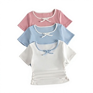 Hoodie court à manches courtes en polyester/coton 160g, imprimé avec logo personnalisé, pour femme, mignon, décontracté, tricoté, écologique, respirant, toutes saisons - Product Image 6