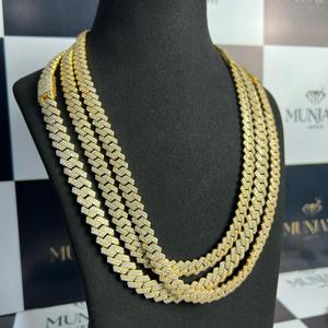 สร้อยคอทองคำชุบแบบกำหนดเอง ประดับเพชร VVS คุณภาพสูง ดีไซน์แบบ Cuban Link ทรง Brilliant Cut ของขวัญแต่งงานสำหรับผู้ชาย - Product Image 1