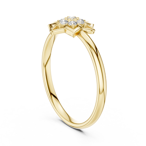 Anillo solitario de oro amarillo macizo de 14k para mujer con diamante de corte redondo minimalista en forma de flor de loto, ideal para regalo de compromiso, aniversario o boda. - Product Image 4