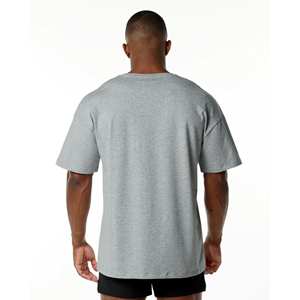 T-shirt de sport OEM à col rond très élastique, séchage rapide, respirant, 100 % coton, coupe longue et ample - Product Image 2