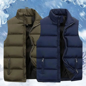 Chaleco Acolchado Impermeable para Hombre, Sin Mangas, Color Sólido, Talla Grande, Cálido, con Bolsillos, 100% Lana, Estilo Hip Hop, Ropa de Invierno - Product Image 2