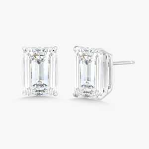Boucles d'oreilles clous en diamant 6 carats en or massif 10K 14K 18K, serties de griffes, émeraude étincelante de laboratoire, classiques, avec fermoir poussoir, bijoux fins - Product Image 3