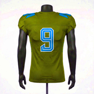 Camiseta de Fútbol Americano para Hombre, Verde Oliva y Azul, Número 9, Sublimada, Malla sin Mangas, Cuello en V, Ajuste Atlético, Absorbe la Humedad - Product Image 3
