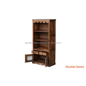 ตู้บาร์ไม้สไตล์วินเทจโมเดิร์น พร้อมลิ้นชัก ชั้นวางของ ตู้เก็บเหล้าไม้จริง ชั้นวางไวน์ สำหรับห้องนั่งเล่น ตู้บาร์ในบ้าน - Product Image 6