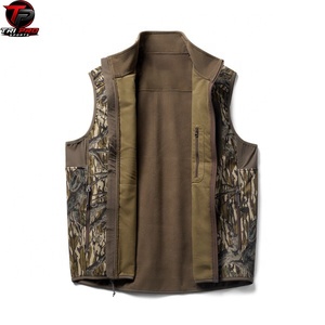 Chaleco Utilitario Softshell para Hombre, Cuello Alto, Cierre Completo, Bolsillo con Cremallera en el Pecho, Estampado de Madera, para Caza, Pesca y Senderismo - Product Image 2