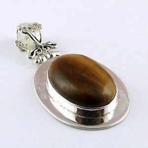 Pendentifs élégants en argent Sterling 925 œil de tigre, bijoux faits à la main, bijoux en argent fin - Product Image 2