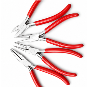 Red Handle Jewelry Pliers Set Multi-Type Stainless Steel <b>Wire</b> Loop Forming Cutting Round Flat Chain Nose DIY <b>Craft</b> Tool - Product Image 4