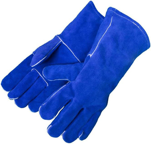 Gants de sécurité en cuir bleu, longueur poignet, protection thermique, usage extérieur hiver, style uni, non doublés - Product Image 6