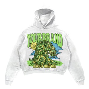 Sudadera con Capucha para Hombre, Lavado Ácido, 420 GSM, Felpa de Algodón Premium, Negra, Oversize, Estampado Puff, Serigrafía, Impresión DTG, Logotipo Personalizado, Streetwear - Product Image 4