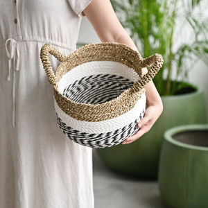 Premium Quality Seagrass Basket for Clothes Storage Foldable Woven Laundry Hamper Eco Friendly Home Organizer <b>Bin</b> <b>Large</b> Size - Product Image 2