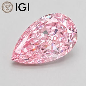 Diamant rose vif fantaisie taille poire, cultivé en laboratoire, certifié IGI, excellente qualité VVS2, pierre libre pour la fabrication de bijoux - Product Image 1