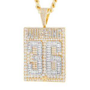 Pendentif de luxe numéroté 36 serti de pierres de moissanite taille brillant de 12 carats, 2x2 pouces, plaqué or, bijoux hip-hop unisexe - Product Image 1