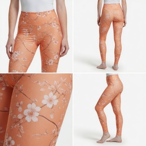 Leggings de yoga taille haute à imprimé floral, longueur intégrale, froncés aux fesses, extensibles, pour femme, tenue de sport et d'entraînement - Product Image 5