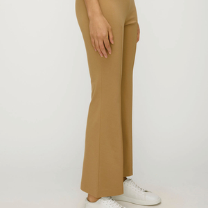 Pantalones de punto de color liso para mujer, rectos, hasta el tobillo, con cierre de cordón alto, estilo casual, logo en la pierna derecha, otoño, ecológicos - Product Image 2