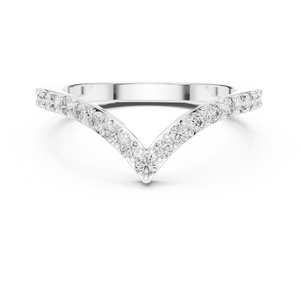 Bague en or blanc massif 18 carats plaqué rhodium avec diamant de laboratoire taille brillant en forme de V, pierre latérale de 0,66 carat, cadeau de la Saint-Valentin - Product Image 1