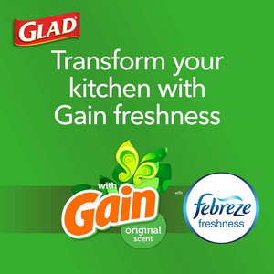 ถุงขยะ Glad ForceFlex แบบยาวสำหรับห้องครัว ขนาด 13 แกลลอน กลิ่น Gain Original ผสม Febreze 80 ใบ (แพ็คอาจแตกต่างกันไป) - Product Image 1