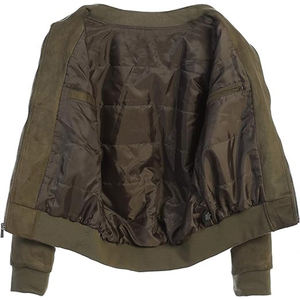 2026 OEM Premium Olive Green Faux <b>Suede</b> Stand Collar Front Men's High Quality Low MOQ Low Price Winter Windproof Bomber <b>Jacket</b> - Product Image 3