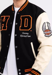 New Eco-Friendly Breathable Men's Varsity Jacket 100% Wool/Leather Shell Over-Sized Fit Low MOQ Solid Pattern - Product Image 4