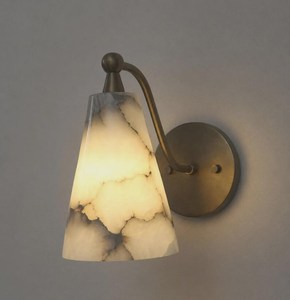 Modern Brass <b>Wall</b> Sconce With Marble Shade Indoor <b>Lighting</b> Fixture Study Room Decor <b>Remote</b> <b>Controlled</b> - Product Image 5