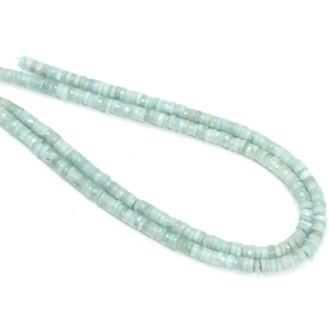 Cuentas Heishi Facetadas de Aguamarina Musgosa: Cuentas de Piedra Preciosa en Forma de Rueda de 5-7mm - Product Image 2