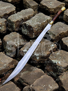Épée scimitar en acier à haute teneur en carbone forgée à la main, lame courbée 58-60HRC, 38 pouces, manche en bois de rose et laiton, fourreau en cuir, fabricant OEM - Product Image 4