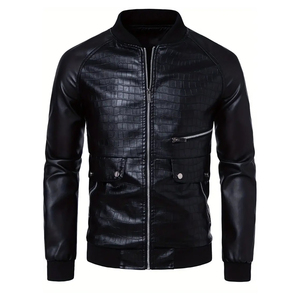 Veste en cuir texturé pour homme, coupe-vent, confortable, écologique, design tendance et urbain, sur mesure - Product Image 1