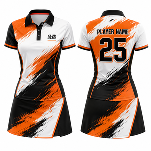 Ensemble polo et short de golf sportif pour femme MEGAMAPLE, couleur dégradée vert, blanc, or, en spandex, séchage rapide, taille élastique, sublimation - Product Image 1