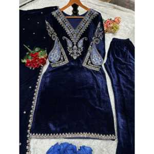 Ensemble de vêtements de fête pour femmes designer haut et bas Dupatta avec broderie - Product Image 6