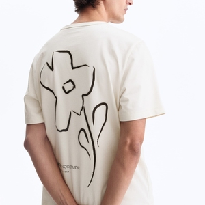 Nouveau T-shirt d'été ample à manches courtes brodé rétro, légèrement froissé, à rayures contrastées et unies - Product Image 1