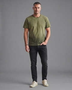 Steel City Men's Olive Green <b>Raglan</b> <b>Sleeve</b> <b>T</b>-<b>Shirt</b> Oversized Fit O-Neck Casual Jersey Cotton Solid Color Eco-Friendly Acid Wash - Product Image 2