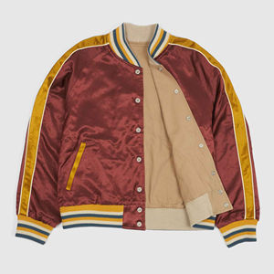 Satin Bomber <b>Jacket</b> with Custom Embroidered Team Patch Breathable Satin Varsity Style for Men Women Customized - Product Image 2