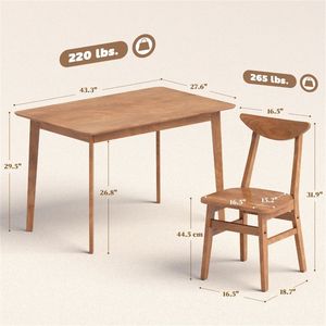 Set da Pranzo in Legno Massello, Tavolo Stile Fattoria e 4 Sedie in Noce per Spazi Ristretti, Set da 5 Pezzi - Product Image 6