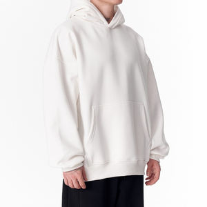 Sudadera con Capucha Oversize de Invierno 100% Algodón Terry de Alta Calidad, Estilo Urbano, Forro Polar Grueso Antipilling, Bolsillos, Hombros Caídos, Básica, Color Liso - Product Image 3