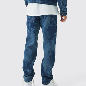 Pantalones de mezclilla de algodón 100% de corte recto, lavado a la piedra, de peso pesado, con diseño estampado, estilo hip hop urbano, a la moda y económicos para hombre. - Product Image 6