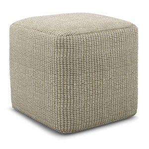Zelma Square Woven Cream/Natural <b>Pouf</b> Versatile Indoor/Outdoor Furniture - Product Image 1