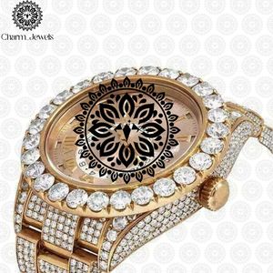 Montre pour homme Charm Jewels Luxury en acier inoxydable 40 mm, analogique, mécanique, date, cadran saphir, diamants incrustés, bouton poussoir caché - Product Image 4
