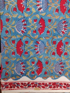 Tissu en coton indien traditionnel multicolore avec imprimés faits à la main au mètre pour la confection et l'artisanat de vêtements féminins - Product Image 2