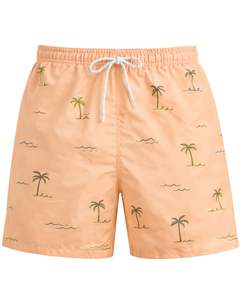 Shorts de Baño para Hombre con Estampado de Palmeras, Secado Rápido, Shorts de Playa, Shorts de Verano, Cintura Elástica con Cordón, Fabricante OEM Personalizado - Product Image 1