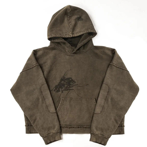 Hoodie vintage personnalisé délavé à l'acide, épais, 100 % coton, coupe oversize, court et vieilli - Product Image 4