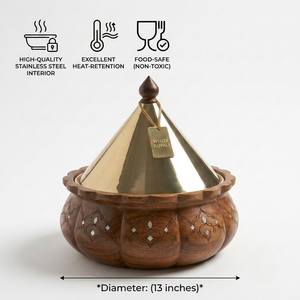 Modern Wooden Casserole <b>Set</b> with Conical Lid Mother Pearl Inlay Food Warmer <b>Buffet</b> <b>set</b> <b>Chafing</b> <b>Dish</b> Wholesale Hotpot <b>Set</b> Luxury - Product Image 4