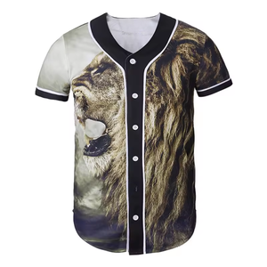Maillots de baseball pour hommes en tricot durable à motif Lion rugissant, en poly double maille respirant et anti-humidité, vente en gros (120) - Product Image 1