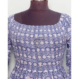 Vestido maxi de verano con mangas acampanadas, multicolor, de algodón, con cinturón, estilo modesto, cuello cuadrado, estampado digital, dulce, con cintura natural. - Product Image 2