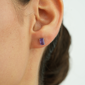 Boucles d'oreilles clous en argent sterling 925, coupe octogonale, améthyste véritable à 100 %, best-seller pour femmes - Product Image 2